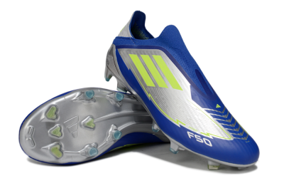 Messi x Adidas F50+ Elite FG Football Boots - Silver/Blue/Yellow