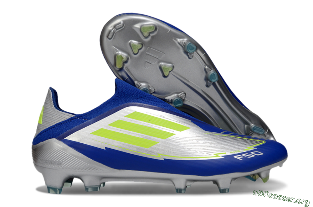 Messi x Adidas F50+ Elite FG Football Boots - Silver/Blue/Yellow 2