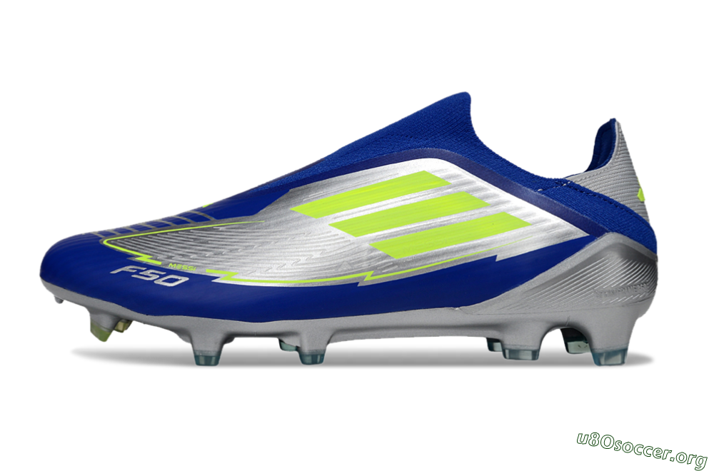 Messi x Adidas F50+ Elite FG Football Boots - Silver/Blue/Yellow 3