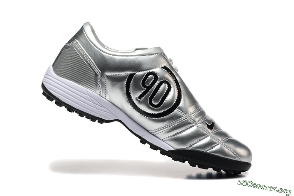 Nike Total 90 III TF Football Shoes - Silver/Black/White 7