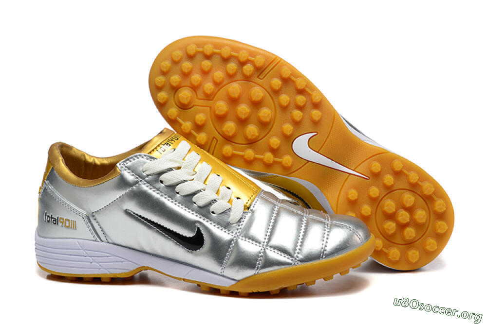 Nike Total 90 III TF Football Shoes - Silver/Black/Yellow 2