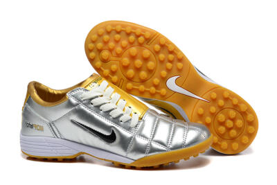 Nike Total 90 III TF Football Shoes - Silver/Black/Yellow