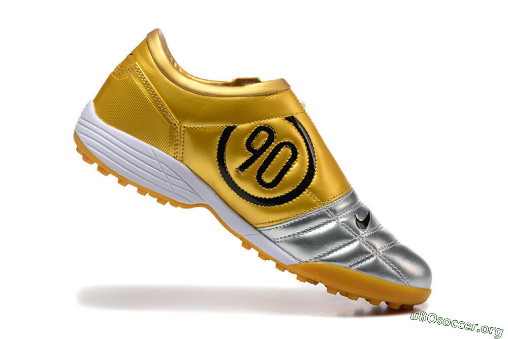 Nike Total 90 III TF Football Shoes - Silver/Black/Yellow 7