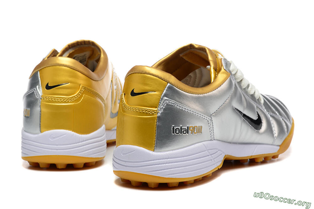 Nike Total 90 III TF Football Shoes - Silver/Black/Yellow 9