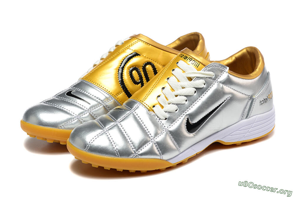 Nike Total 90 III TF Football Shoes - Silver/Black/Yellow 5