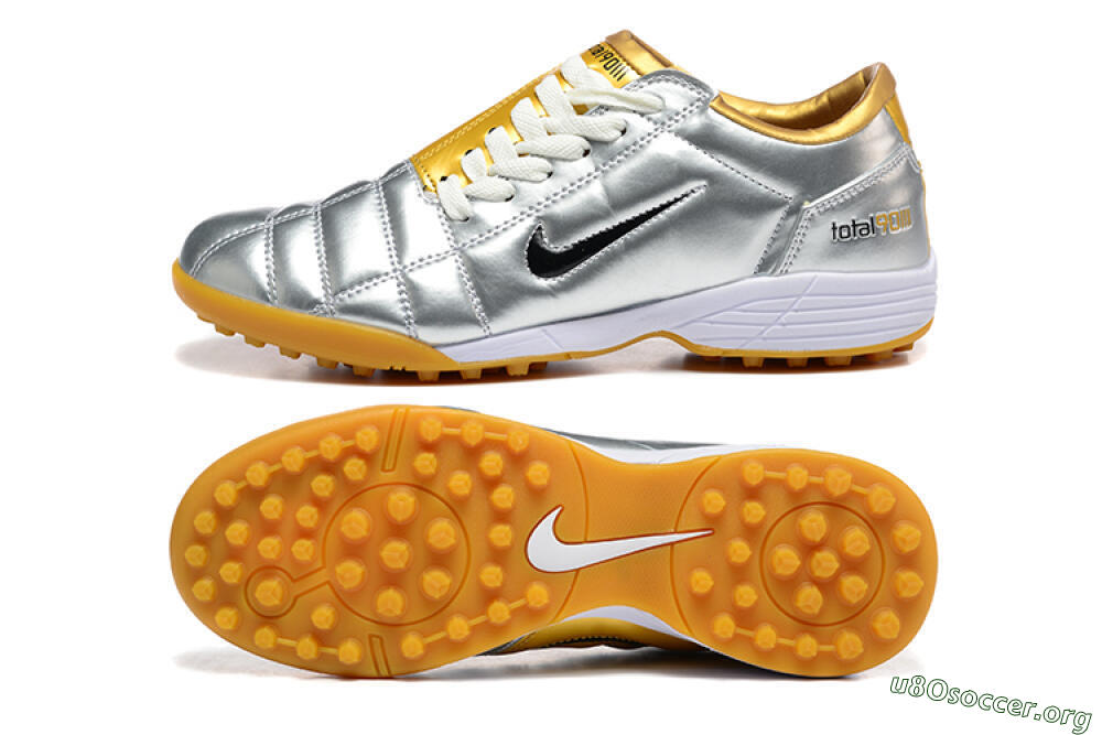 Nike Total 90 III TF Football Shoes - Silver/Black/Yellow 1