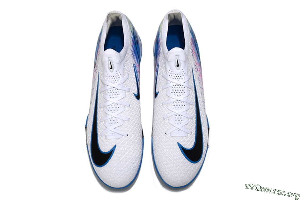 Nike Air Zoom Mercurial Vapor 16 Elite TF Football Shoes - White/Blue/Black 4