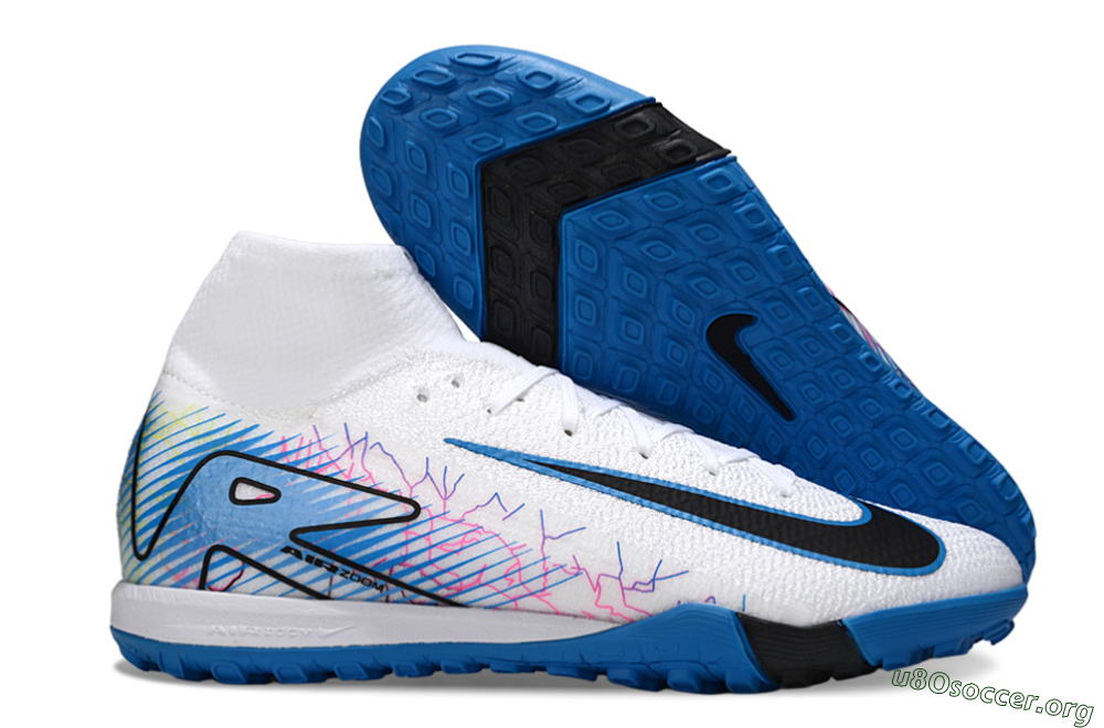 Nike Air Zoom Mercurial Superfly 10 Elite TF Football Shoes - White/Blue/Black 2