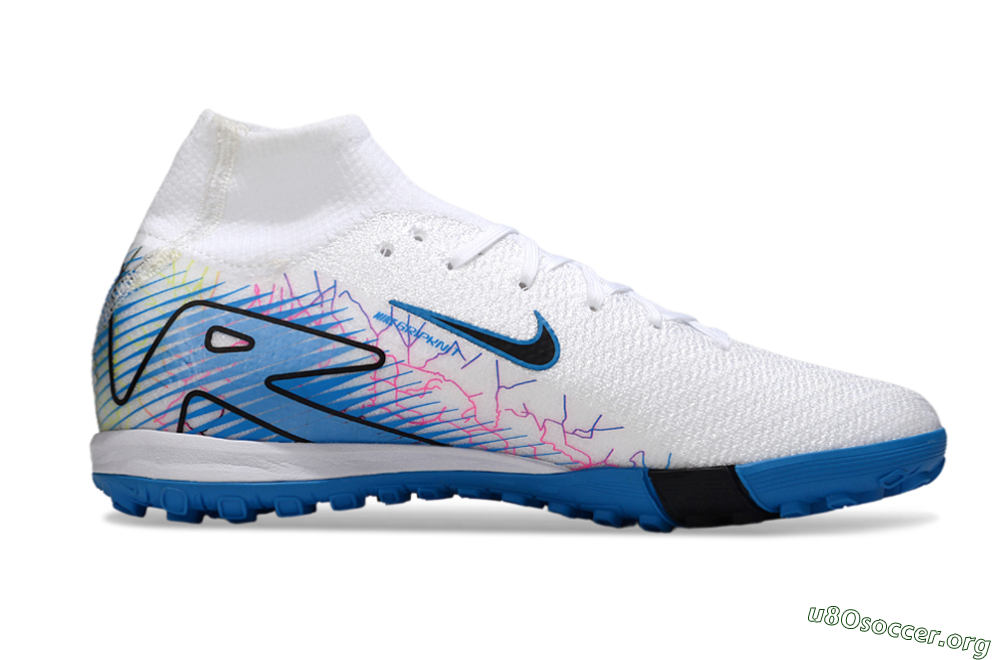 Nike Air Zoom Mercurial Superfly 10 Elite TF Football Shoes - White/Blue/Black 7