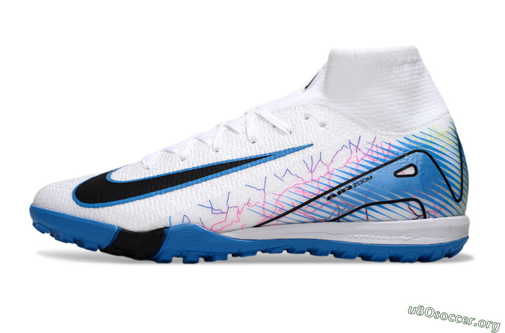 Nike Air Zoom Mercurial Superfly 10 Elite TF Football Shoes - White/Blue/Black 3
