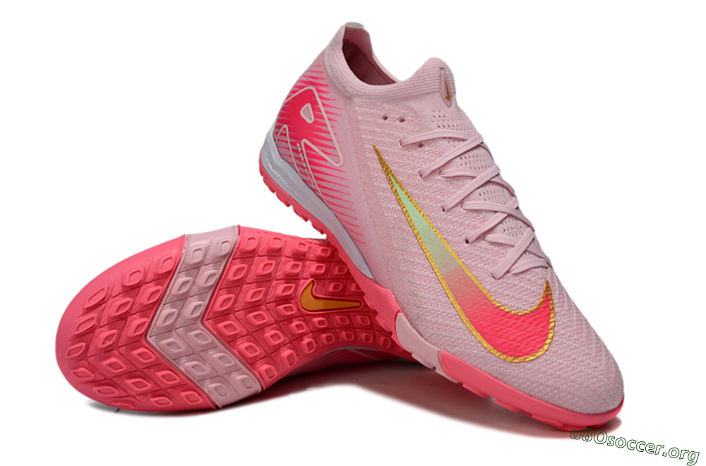 Nike Air Zoom Mercurial Vapor 16 Elite TF Football Shoes - Pink/Gold/White 0