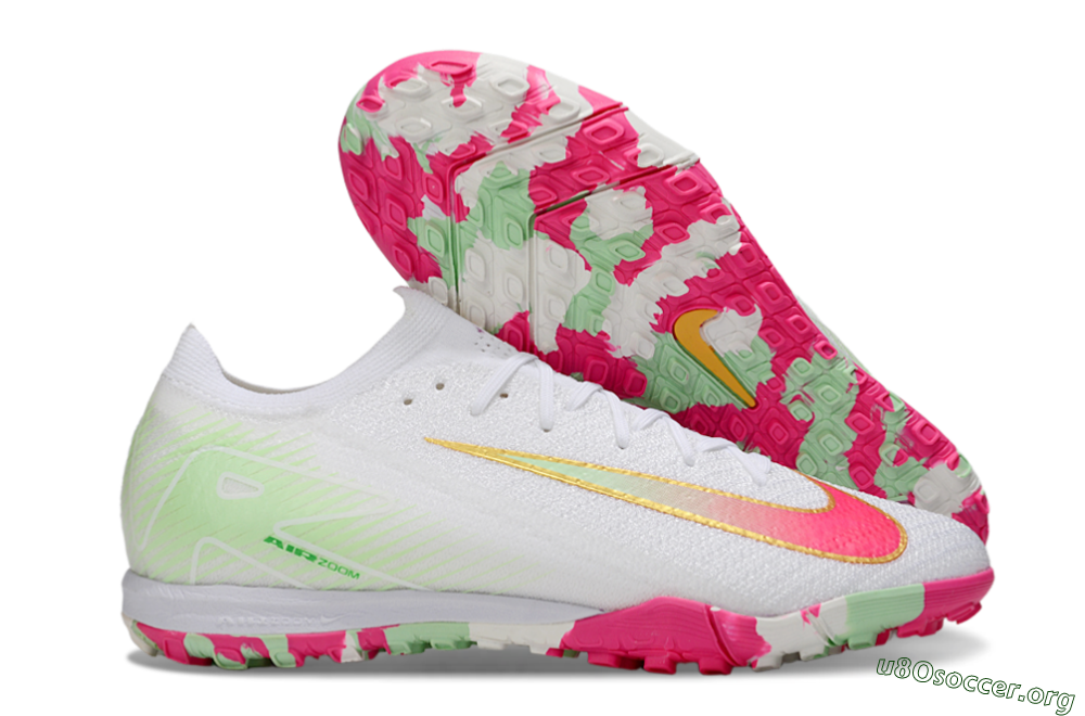 Nike Air Zoom Mercurial Vapor 16 Elite TF Football Shoes - White/Red/Gold 2