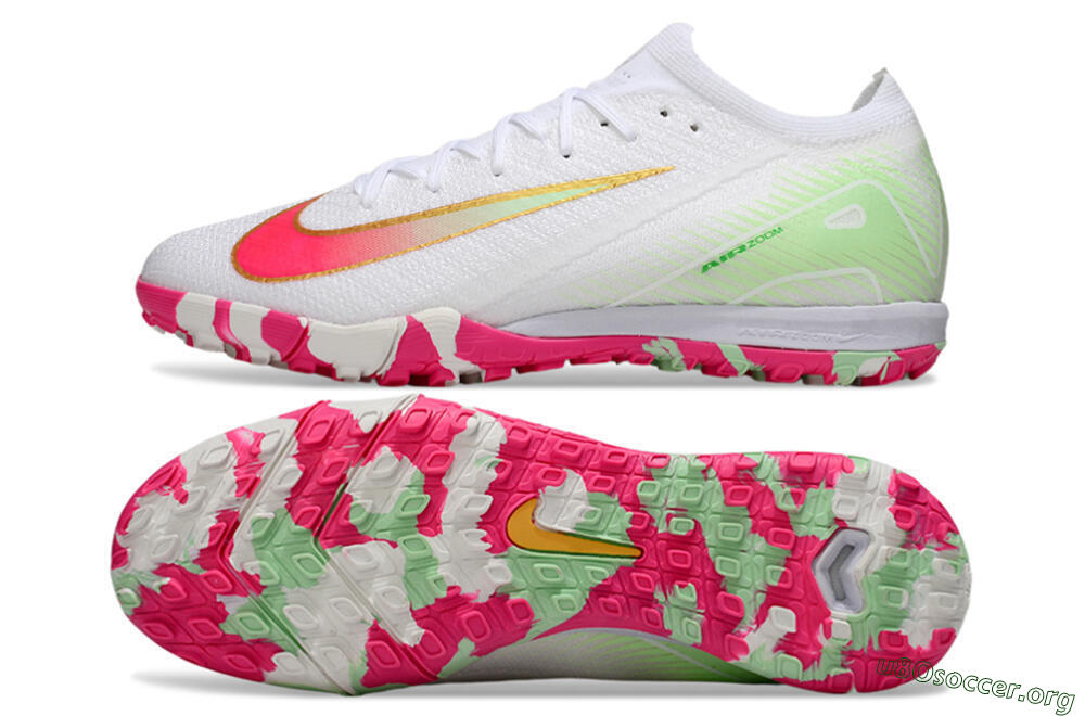 Nike Air Zoom Mercurial Vapor 16 Elite TF Football Shoes - White/Red/Gold 1