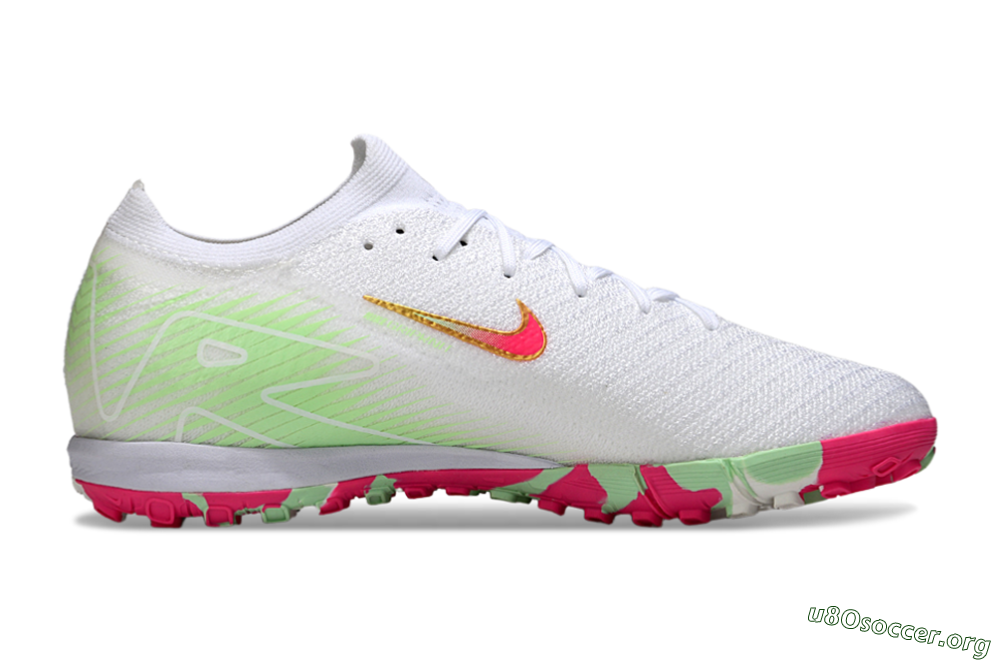 Nike Air Zoom Mercurial Vapor 16 Elite TF Football Shoes - White/Red/Gold 7