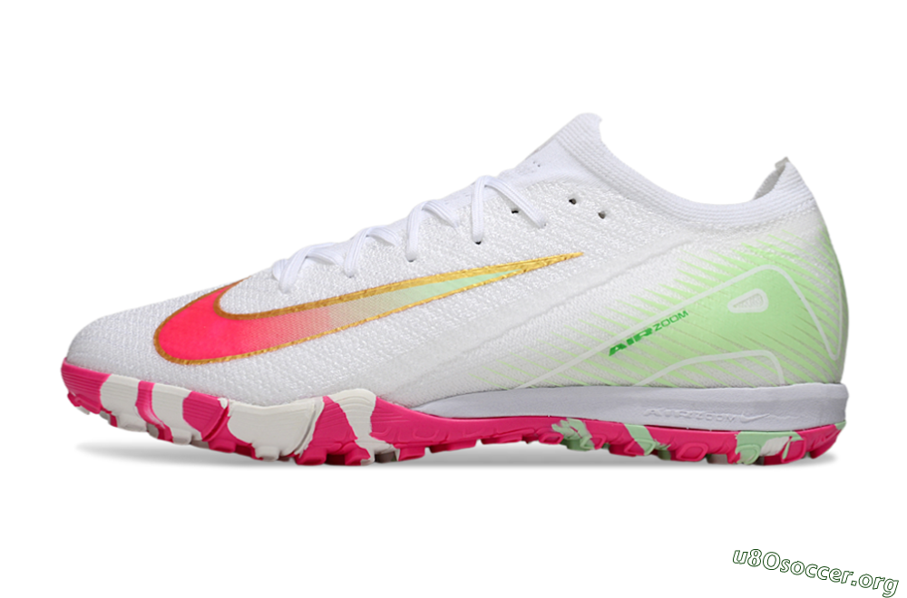 Nike Air Zoom Mercurial Vapor 16 Elite TF Football Shoes - White/Red/Gold 3