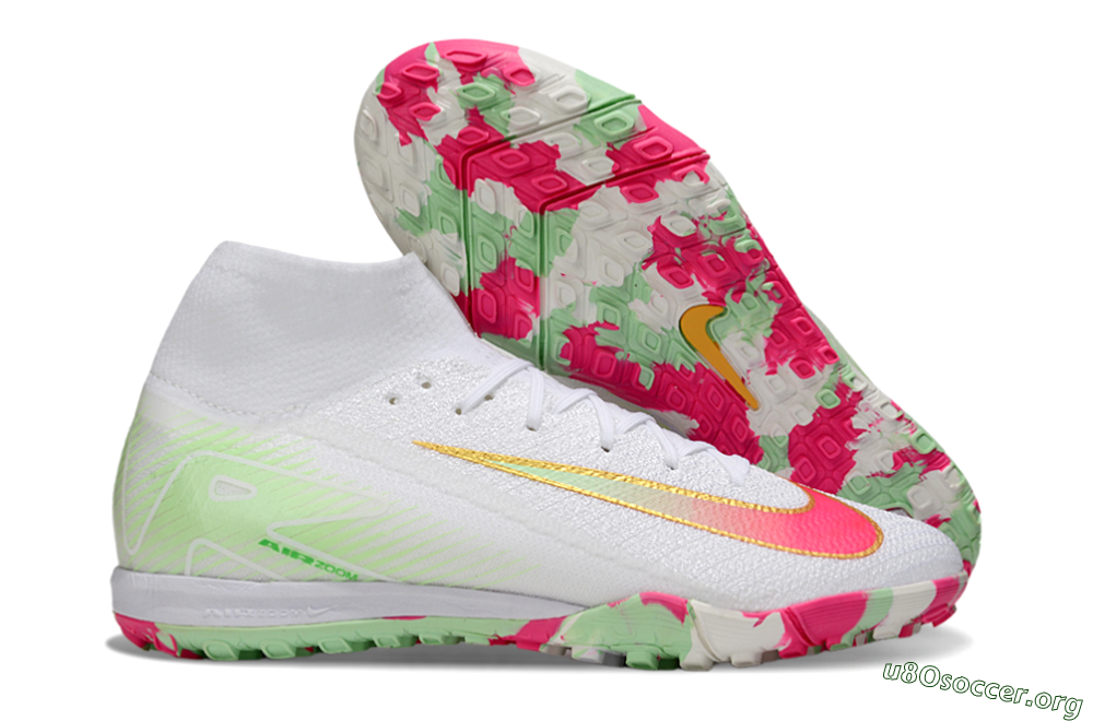 Nike Air Zoom Mercurial Superfly 10 Elite TF Football Shoes - White/Red/Gold 2