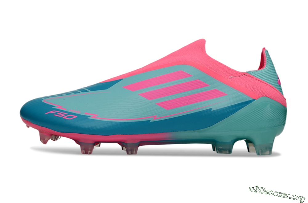 Messi x Adidas F50 Elite Laceless FG Football Boots - Jade/Pink/Blue 3