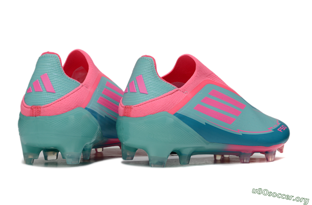 Messi x Adidas F50 Elite Laceless FG Football Boots - Jade/Pink/Blue 6