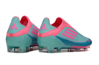 Messi x Adidas F50 Elite Laceless FG Football Boots - Jade/Pink/Blue
