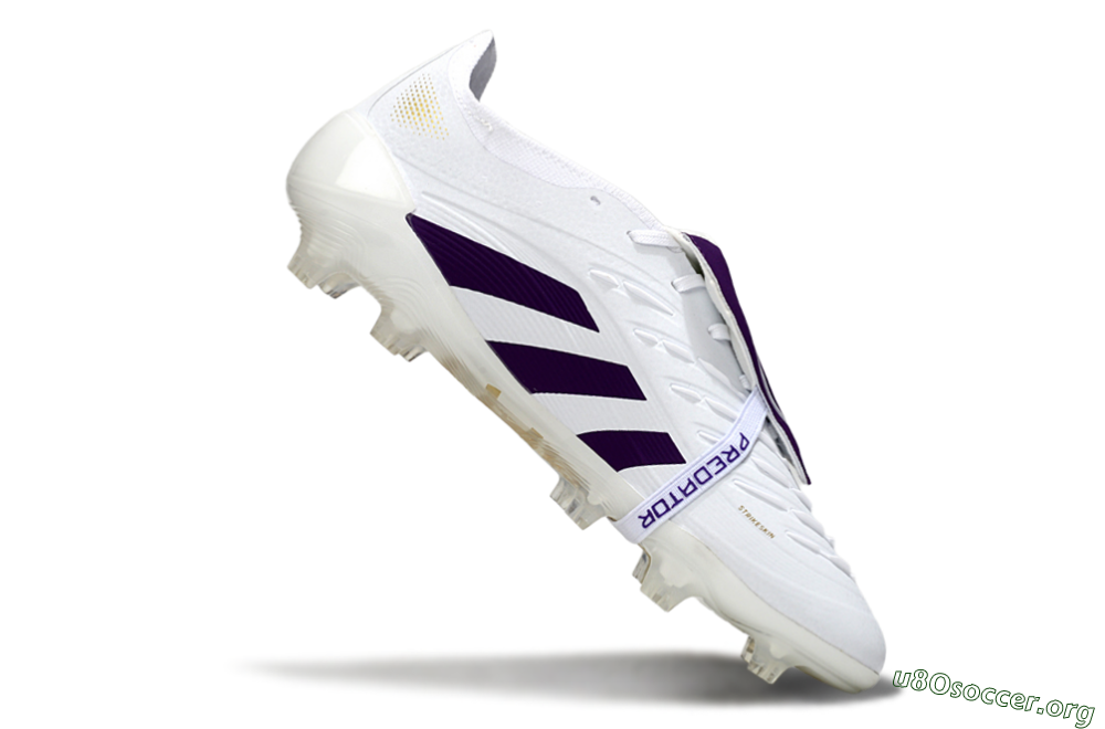 Adidas Predator 25 Elite Foldover Tongue FG Football Boots - White/Purple/Gold 4