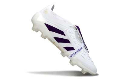 Adidas Predator 25 Elite Foldover Tongue FG Football Boots - White/Purple/Gold