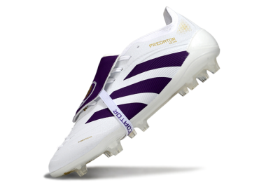 Adidas Predator 25 Elite Foldover Tongue FG Football Boots - White/Purple/Gold