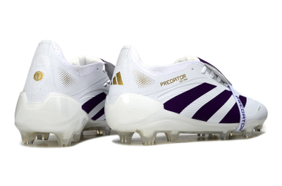 Adidas Predator 25 Elite Foldover Tongue FG Football Boots - White/Purple/Gold