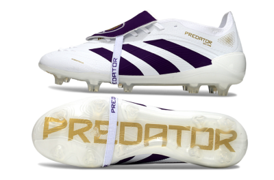 Adidas Predator 25 Elite Foldover Tongue FG Football Boots - White/Purple/Gold