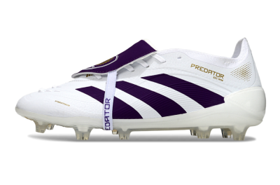 Adidas Predator 25 Elite Foldover Tongue FG Football Boots - White/Purple/Gold