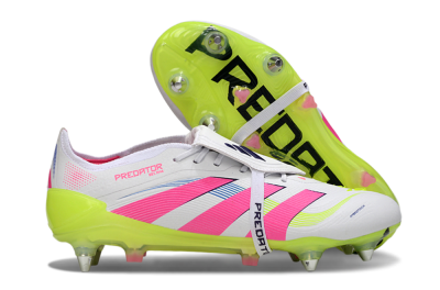 Adidas Predator 25 Elite Foldover Tongue SG Football Boots - White/Pink/Yellow