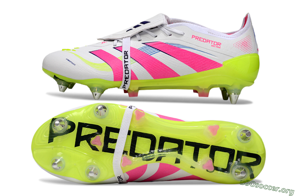 Adidas Predator 25 Elite Foldover Tongue SG Football Boots - White/Pink/Yellow 1
