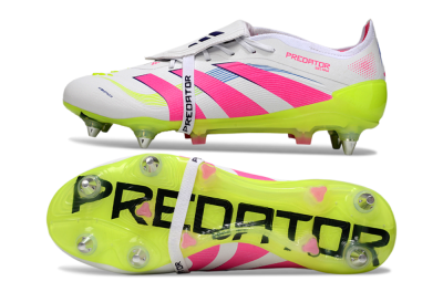 Adidas Predator 25 Elite Foldover Tongue SG Football Boots - White/Pink/Yellow