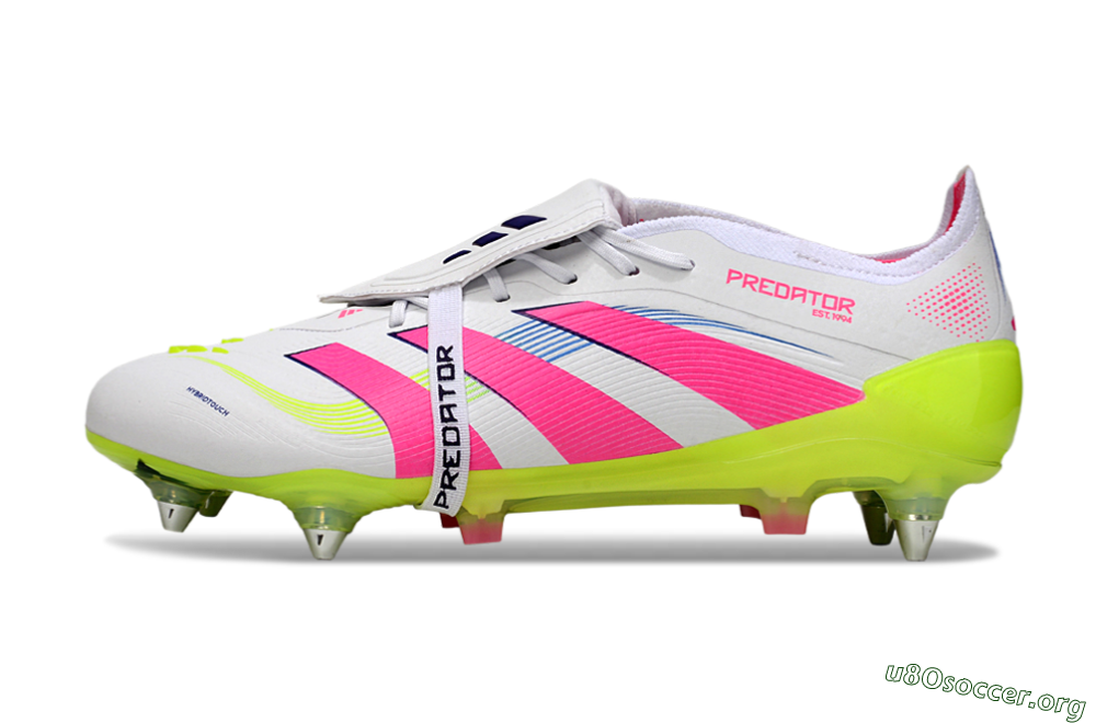 Adidas Predator 25 Elite Foldover Tongue SG Football Boots - White/Pink/Yellow 3