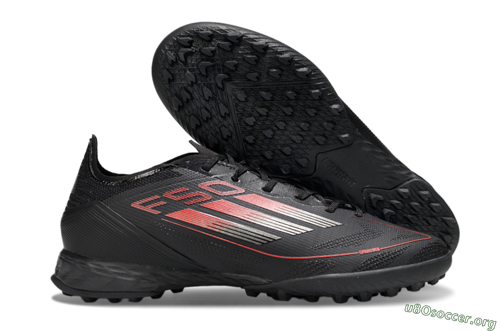 Adidas F50 Pro TF Football Shoes - Black/Red/Silver 2