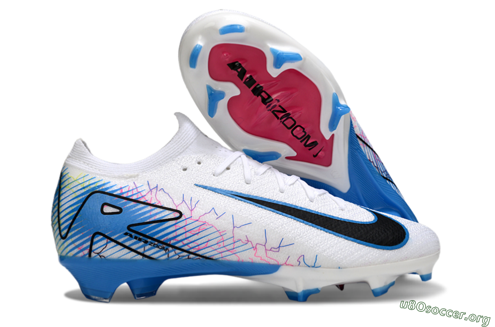 Nike Air Zoom Mercurial Vapor 16 Elite FG Football Boots - White/Black/Blue 2