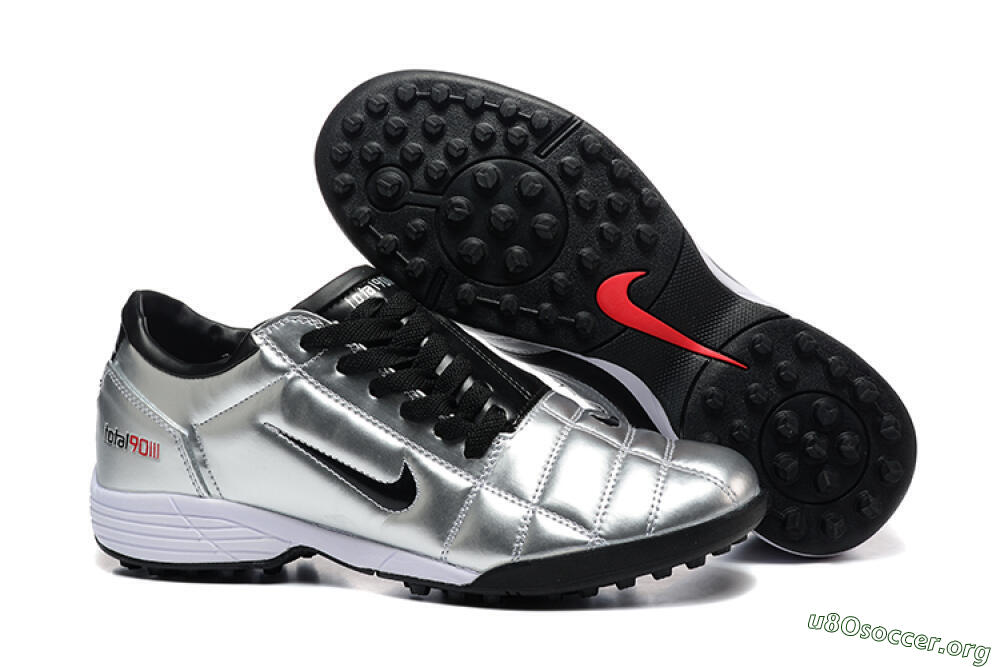 Nike Total 90 III TF Football Shoes - Silver/Black/White 2