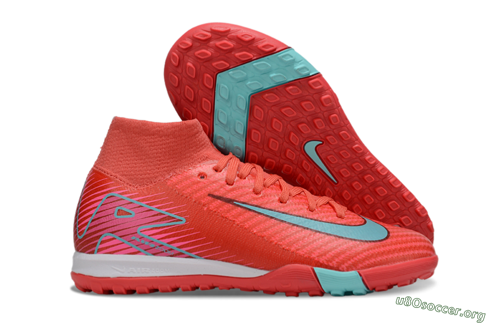 Nike Air Zoom Mercurial Superfly 10 Elite TF Football Shoes - Red/Jade/Pink 2