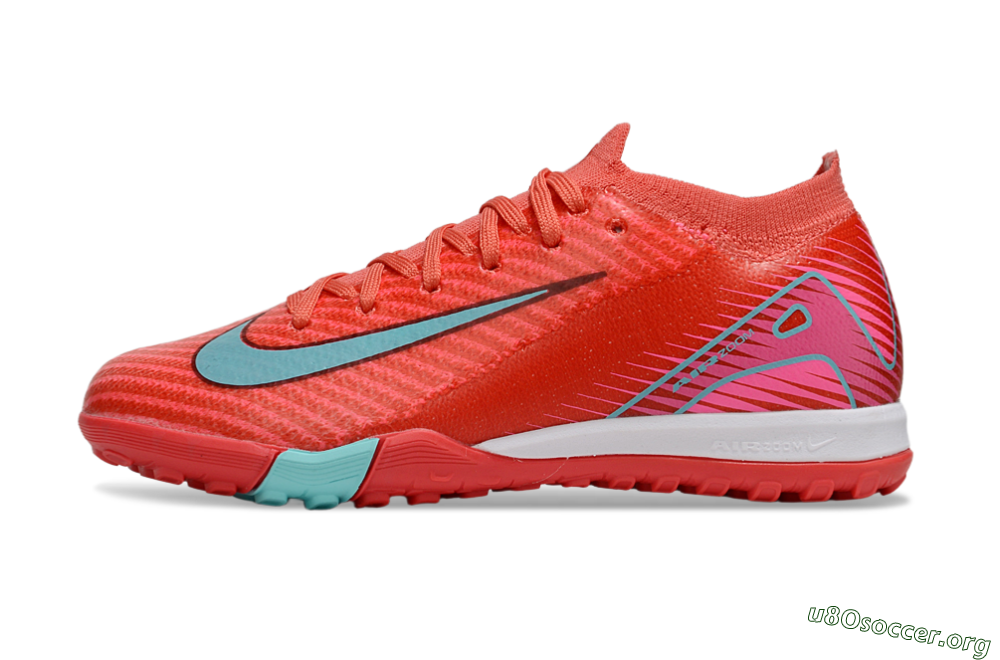 Nike Air Zoom Mercurial Vapor 16 Elite TF Football Shoes - Red/Jade/White 3