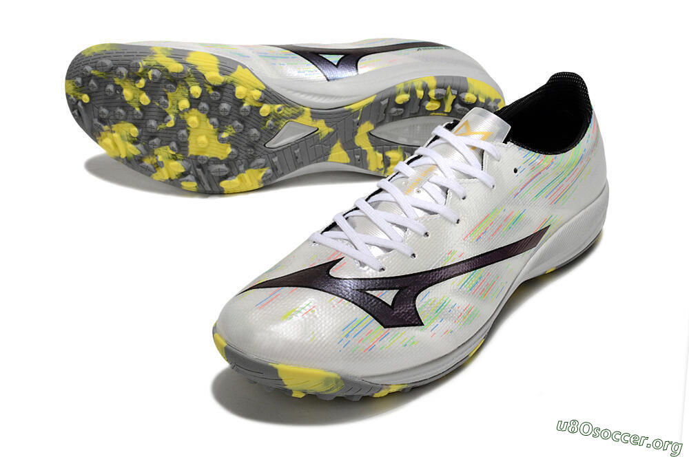 Mizuno Alpha Beta TF Football Shoes - White/Pink/Yellow 0