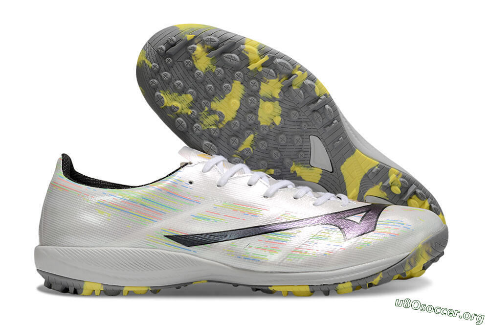 Mizuno Alpha Beta TF Football Shoes - White/Pink/Yellow 2