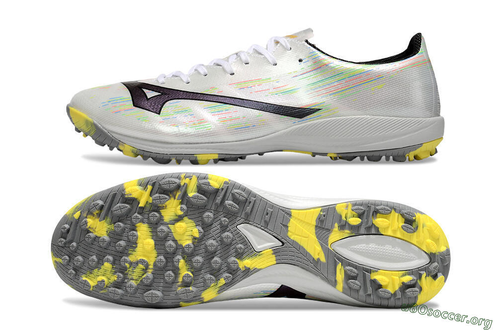 Mizuno Alpha Beta TF Football Shoes - White/Pink/Yellow 1