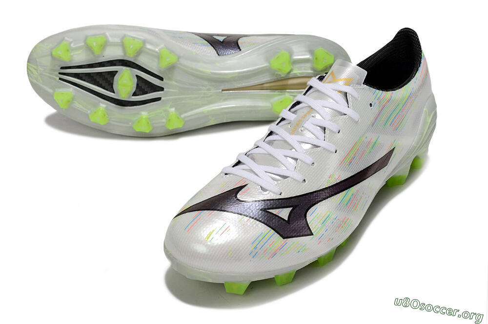 Mizuno Alpha Beta FG Football Boots - White/Pink/Yellow 0