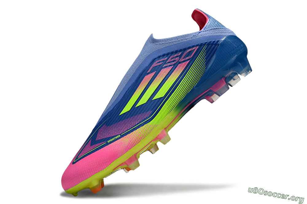 Adidas F50 Elite Laceless FG Football Boots - Blue/Yellow/Pink 6