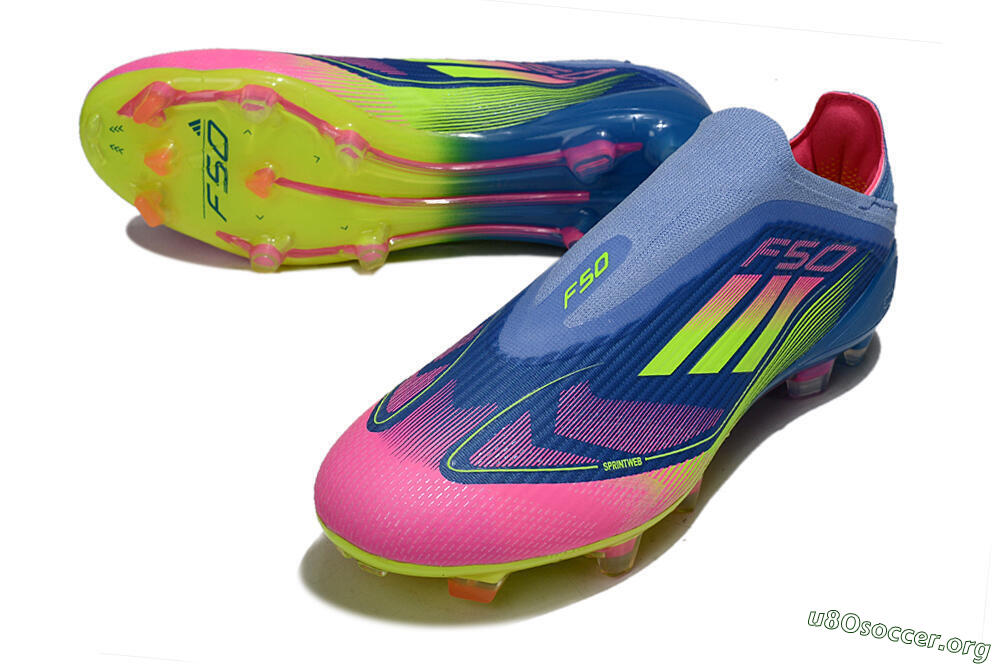Adidas F50 Elite Laceless FG Football Boots - Blue/Yellow/Pink 0