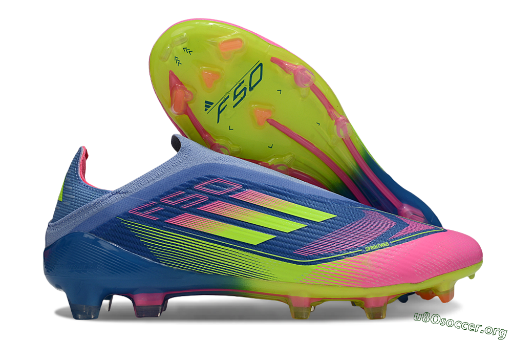Adidas F50 Elite Laceless FG Football Boots - Blue/Yellow/Pink 2