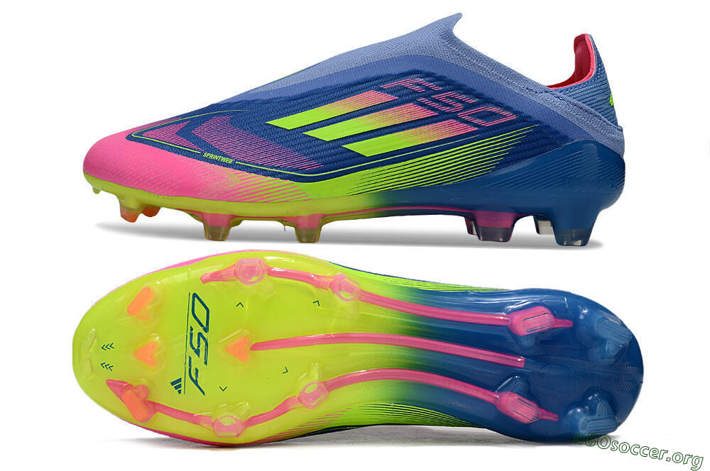 Adidas F50 Elite Laceless FG Football Boots - Blue/Yellow/Pink 1