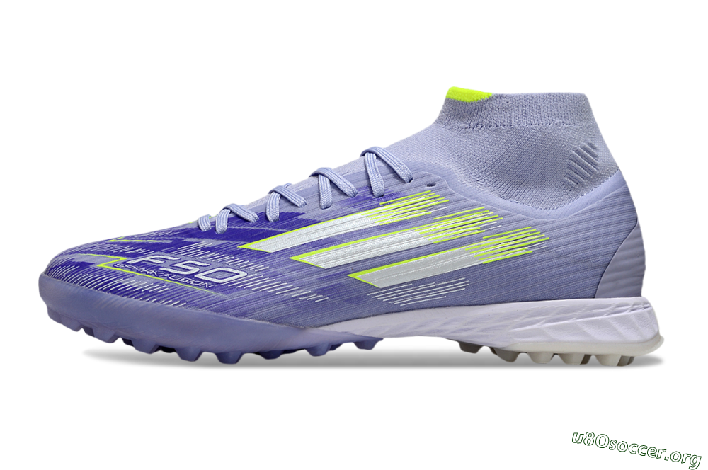 Adidas F50 Elite Mid TF Football Shoes - Purple/Silver/Yellow 3