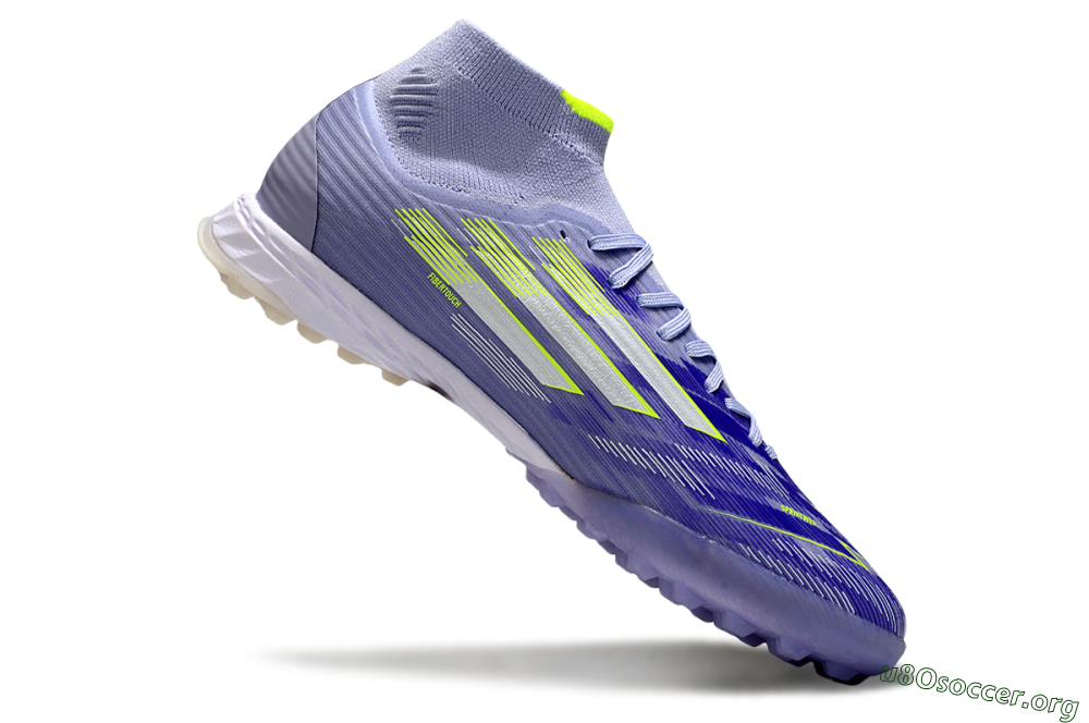 Adidas F50 Elite Mid TF Football Shoes - Purple/Silver/Yellow 4