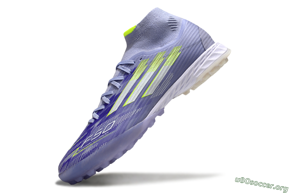 Adidas F50 Elite Mid TF Football Shoes - Purple/Silver/Yellow 5