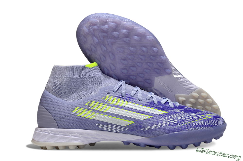 Adidas F50 Elite Mid TF Football Shoes - Purple/Silver/Yellow 2